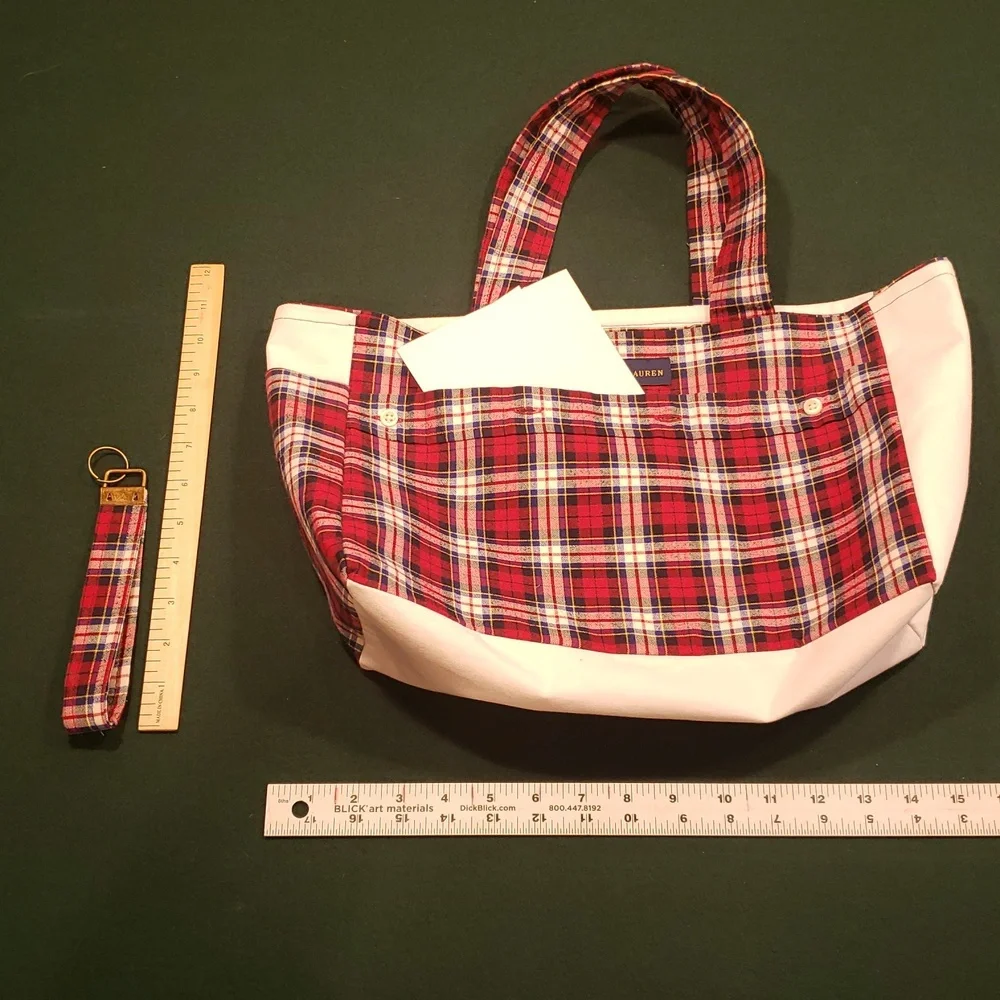 Ralph Lauren Red and White Plaid Tote Set - Picture 2 of 10